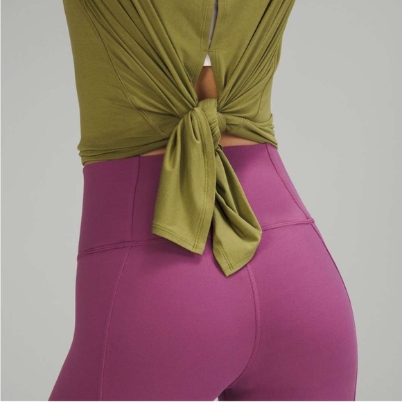 Lululemon Modal Open Up Tie Back T-Shirt Bronze Green 12 - Picture 3 of 5